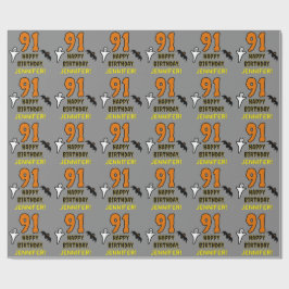 91誕生日:不気味ハロウィーンテーマ、名前をカスタムする ラッピングペーパー