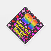 91誕生日:愛するハートパターン、虹# 91 スタンダードランチョンナプキン (角)