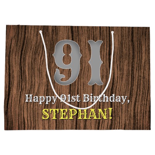 91誕生日: Country インスパイア Western  Look, Name ラージペーパーバッグ (裏面)