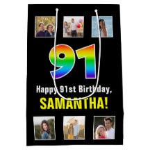 91誕生日: Rainbow "91"，写真カスタムと名前