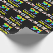 91誕生日: Rainbow "91";写真カスタムと名前 ラッピングペーパー (角)