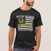 911オペレーター米国旗 薄いゴールドライン 緊急ディスパッチ Tシャツ (正面)