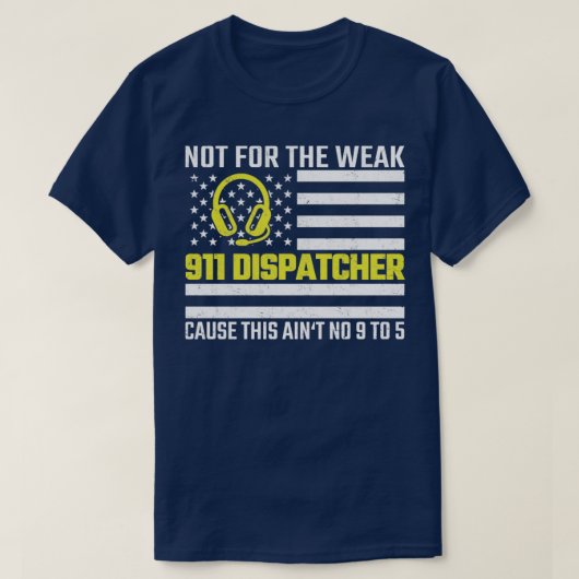 911オペレータUSフラグ薄型金ゴールドライン緊急Disp Tシャツ (デザイン正面)