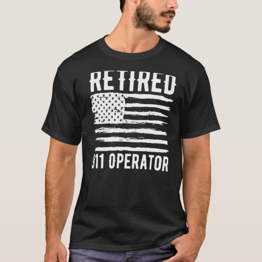 911オペレ退職したータ専門職アメリカ国旗 Tシャツ (正面)