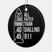 911ガン・アモ愛好者にダイヤルするよりも速い セラミックオーナメント (左)