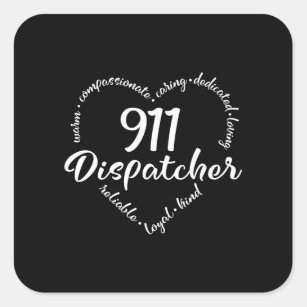 911ディスパッチャー，レスポンダー，警察，青い細線 スクエアシール