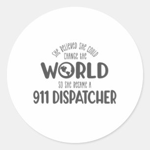 911ディスパッチャー,レスポンダー,警察,青い細線 ラウンドシール