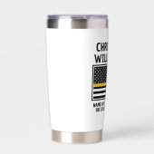 911パーソナライズされた Dispatcherフラグシン金ゴールドライン 保温保冷タンブラー (正面)