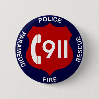 911ボタンの警察は救急車を始動させます 缶バッジ