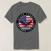 911メモリアル忘れ・ノーアメリカ国旗のワシ Tシャツ (デザイン正面)