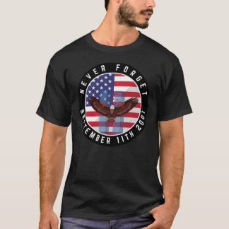 911メモリアル忘れ・ノーアメリカ国旗のワシ Tシャツ