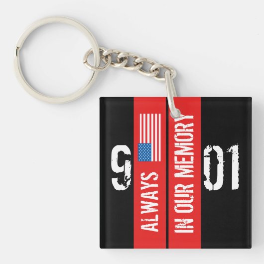 911メモリアル ブラックレッド キーチェーン (正面)