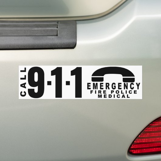 911警察のステッカー10に電話をかけて下さい バンパーステッカー (車上)