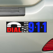 911警察のステッカー7に電話をかけて下さい バンパーステッカー (車上)