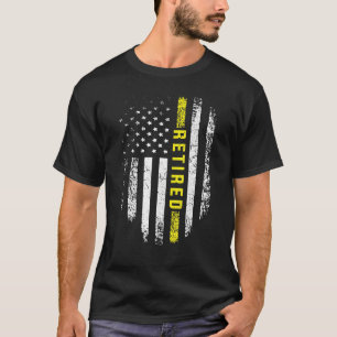 911退職した Dispatcherの細い黄色い線フラグ Tシャツ