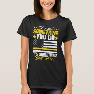 911 アメリカ国旗 ディスパッチャー USA 細ゴールドライン オペレーター Tシャツ