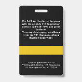 911 ディスパッチャー ID カスタム写真 薄金ライン バッジ (裏面)