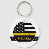 911 Dispatcherシンパーソナライズされた金ゴールドライン キーホルダー (裏面)