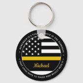 911 Dispatcherシンパーソナライズされた金ゴールドライン キーホルダー (正面)