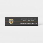 911 Dispatcherシン金ゴールドラインシールド名プレート デスクネームプレート (正面)