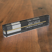 911 Dispatcherシン金ゴールドラインフラグデスク名プレート デスクネームプレート (側面)