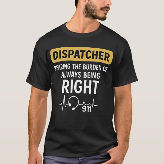 911 Dispatcherシン・金ゴールド・ライン Tシャツ (正面)