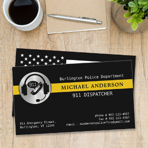 911 Dispatcherロゴカスタムシン金ゴールドライン 名刺
