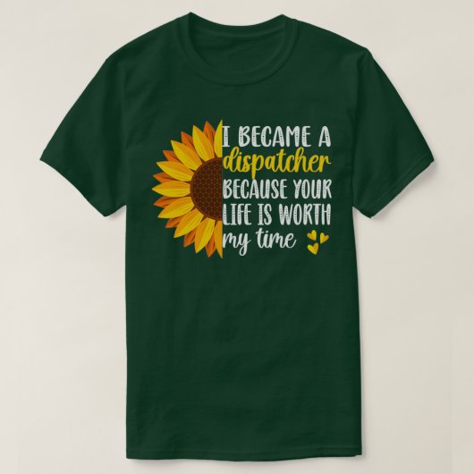 911 Dispatcher薄型イエローライン緊急時操作器 Tシャツ (デザイン正面)