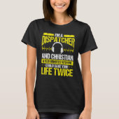 911 Dispatcher Christian Thin Gold Line Dispatch O Tシャツ (正面)