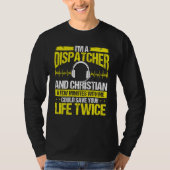 911 Dispatcher Christian Thin Gold Line Dispatch O Tシャツ (正面)