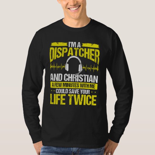 911 Dispatcher Christian Thin Gold Line Dispatch O Tシャツ (正面)