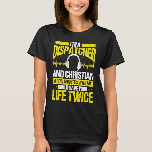 911 Dispatcher Christian Thin Gold Line Dispatch O Tシャツ (正面)