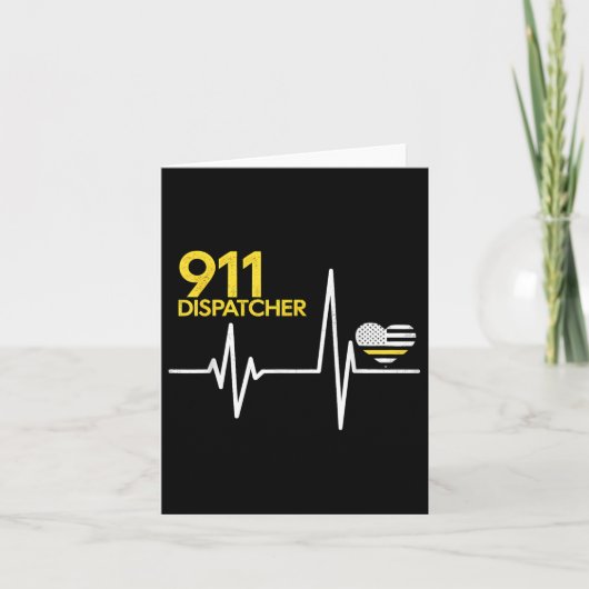 911 Dispatcher Heartbeat Police Thin Flag Patriot カード (正面)