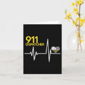 911 Dispatcher Heartbeat Police Thin Flag Patriot カード (黄色い花)