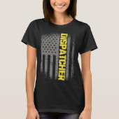 911 Dispatcher Thin Gold Line US Flag Emergency Di Tシャツ (正面)