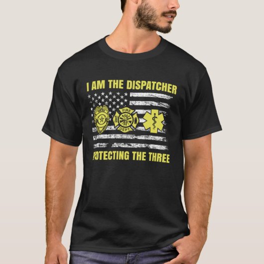 911 Dispatcher Thin Yellow Line Dispatch米国担当 Tシャツ (正面)