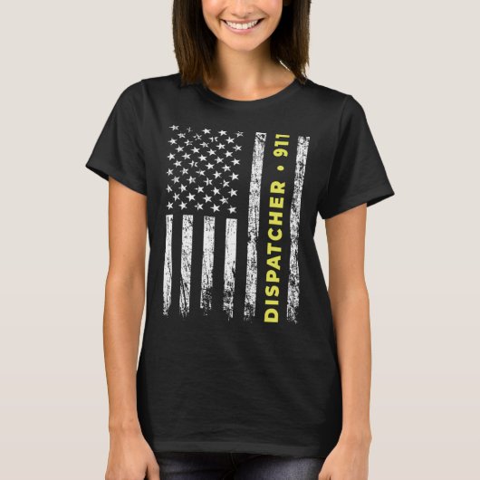 911 Dispatcher Thin Yellow Line Dispatch US Americ Tシャツ (正面)