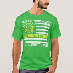 911 Dispatcher USフラグシン金ゴールドライン緊急Di Tシャツ