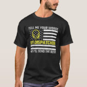 911 Dispatcher US Flag Thin Gold Line Emergency Di Tシャツ (正面)