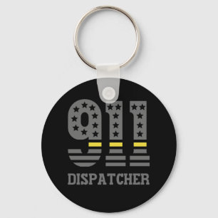 911 Dispatcher USAフラグシンイエローラインエマージェンシー キーホルダー