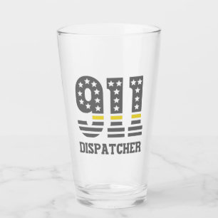 911 Dispatcher USAフラグシンイエローラインエマージェンシー タンブラーグラス