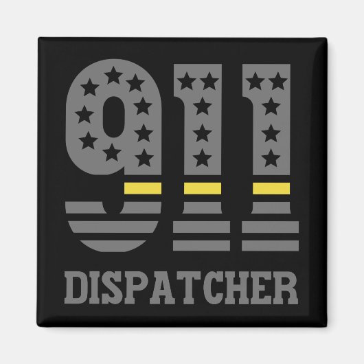 911 Dispatcher USAフラグシンイエローラインエマージェンシー マグネット (正面)