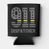 911 Dispatcher USAフラグシンイエローラインエマージェンシー 缶クーラー (正面)