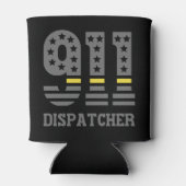 911 Dispatcher USAフラグシンイエローラインエマージェンシー 缶クーラー (裏面)