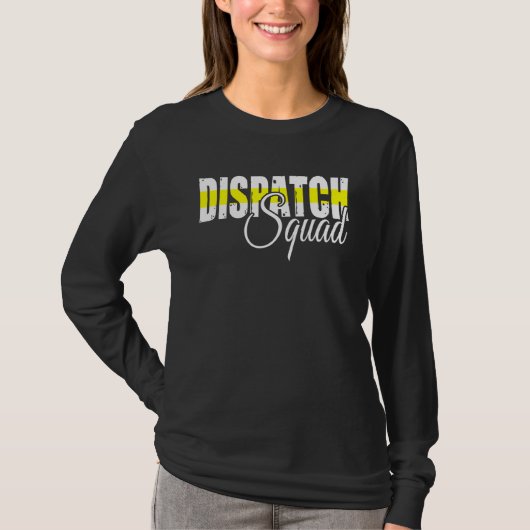 911 Dispatcher Usaフラグ薄い黄色い線ディスパッチ Tシャツ (正面)