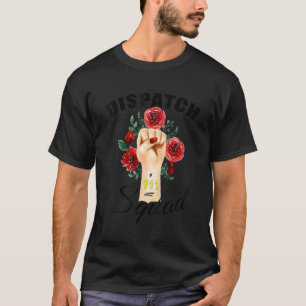 911 Dispatcher Usaフラグ薄い黄色い線ディスパッチ Tシャツ