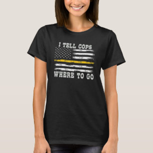 911 Dispatcher Usaフラグ薄い黄色い線I Tell Co Tシャツ