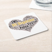 911 Dispatcher Word Cloud スクエアペーパーコースター (アングル)