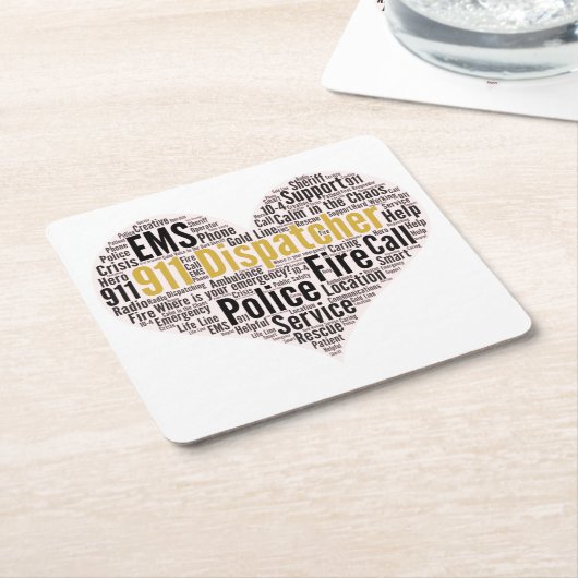 911 Dispatcher Word Cloud スクエアペーパーコースター (アングル)