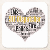 911 Dispatcher Word Cloud スクエアペーパーコースター (正面)